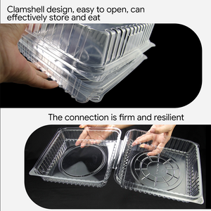 Boîte à gâteau en PET transparente, jetable, avec couvercle à charnière, pour pâtisserie, dessert, sans BPA, logo personnalisé - Product Image 3
