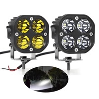 Projecteur de travail LED carré 3 pouces 40W IP67, phare antibrouillard tout-terrain, couleurs jaune et blanc, accessoires pour moto et voiture