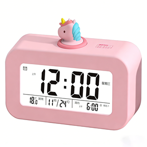 Réveil numérique LCD <span class=keywords><strong>Licorne</strong></span> avec design mignon de dessin animé pour la décoration de bureau, maison, cuisine, usage familial, étudiant, enfant - Product Image 1