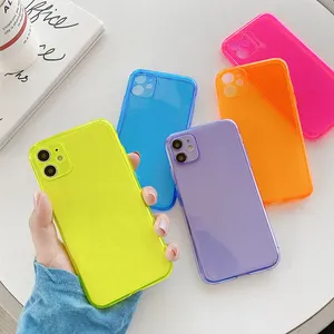 Неоновые флуоресцентные цветные телефонные чехлы для iphone 13 12 11 Pro Max Mini X XR XS Max 6 6S 7 8 Plus SE 2022 полностью защищенный мягкий чехол