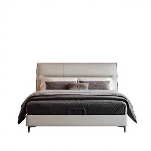 Lit double minimaliste en cuir capitonné de luxe avec rangement pour <span class=keywords><strong>hôtel</strong></span> et appartement, durable, doux et confortable - Product Image 3