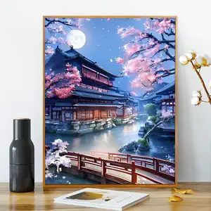 Großhandel Farbe nach Zahlen chinesischer Stil Farbton Handmalerei-Set Öl Leinwand Wandkunst individuelle Farbe nach Zahlen individuelle Gestaltung