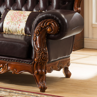 N319 Canapé d'angle américain en forme de L de style luxueux en bois massif avec cuir véritable Canapé combiné Love seat pour meubles de maison