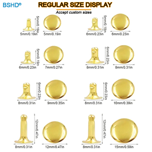 Rắn Brass/Thép Vòng Nấm Dome Đầu Đinh Tán Da Vành Đai Thủ Công Đinh Tán Đinh Tán Kim Loại Đúp Cap Đinh Tán Cho Quần Áo - Product Image 5