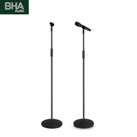 Support de microphone BHA MS-820B avec fonction rétractable, base lestée anti-basculement, en métal, pour enregistrement en studio