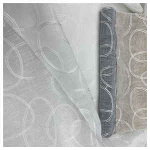 CC-24-5961 Jacquard dệt 100% Polyester Linen nhìn rèm vải với vòng tròn thiết kế thêu - Product Image 4
