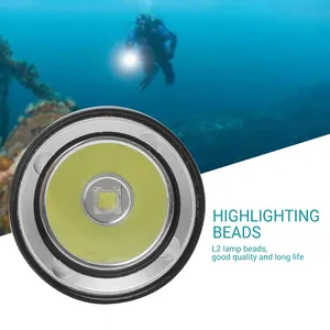 Портативный подводный фонарик Boruit L2, алюминиевый сплав, 60 м, светодиодный фонарь для дайвинга