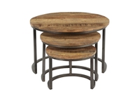 Ensemble de tables basses rondes en fer/bois, nouveau style, lot de 3, meubles de salon, prix de gros.