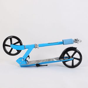 Patinete plegable de dos ruedas azul cielo para niños y jóvenes de 6 años en adelante con manillar ajustable y diseño de plataforma resistente - Product Image 3