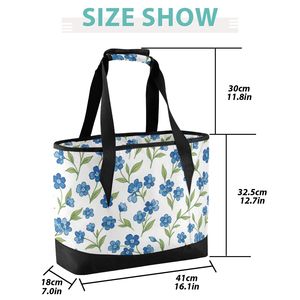 Sac isotherme à imprimé floral bleu, vente en gros, sac à lunch personnalisé avec fermeture éclair pour femmes - Product Image 2