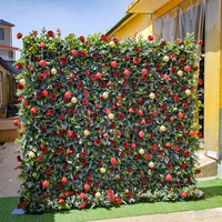 Bloemenwand achtergrondrol Rosy Flower FW128, kunstbloemen, 8ft x 8ft, voor kerstdecoratie