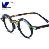 Monture de lunettes de vue ronde en acétate sur mesure OEM, taille 43-27-148, polarisée UV400, pour adultes unisexes, logo personnalisé, MOQ 50 pièces