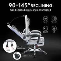 Chaise de bureau gaming robuste à structure métallique avec repose-pieds, pour salle informatique, fonction de refroidissement, ergonomique et compatible musique