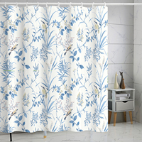 Rideau de douche motif oiseaux et feuilles, style ferme, pour salle de bain, décoration moderne et champêtre, lavable en machine, 72"*72"