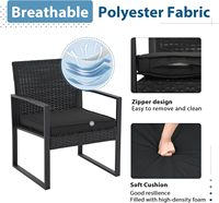 Ensemble de meubles de conversation pour patio en rotin PE avec cadre thermolaqué et coussins moelleux
