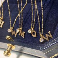 Collier chaîne claviculaire Xinfly AU750 en or pur 18 carats avec initiale de la A à la Z, bijoux de mode avec diamant