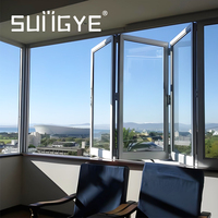 Fenêtres pliantes SUNGYE modernes à double vitrage trempé Low-E en alliage d'aluminium, résistantes aux intempéries, pour maisons