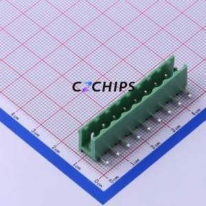 KF2EDGR-5.0-9P Plug-in Terminal Block Bent Lead Through Hole,P=5mm Connector Board-to-Board / Socket - Open 1x9P 5mm Green - Product Image 1