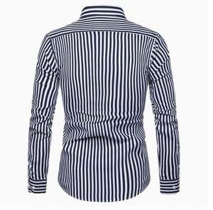 Camisa de Manga Larga para Hombre I-0512, Primavera-Otoño, Moderna, Ajustada, Juvenil, Informal de Negocios, Camisas a Rayas para Hombre - Product Image 4