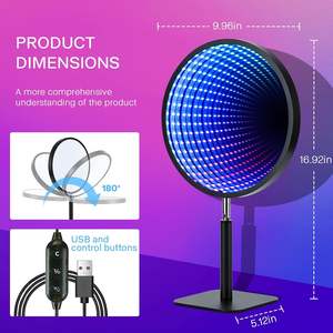Led 3D <span class=keywords><strong>illusion</strong></span> miroir infini espace-temps tunnel RGB néon lampe de table de jeu anniversaire cadeaux de Noël pour les enfants - Product Image 3