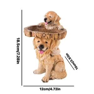 Mangeoire à oiseaux en résine en forme de souche d'arbre, ronde, pour cour, ornement artisanal, dispositif d'alimentation pour oiseaux, décoration design, petit raton laveur - Product Image 6