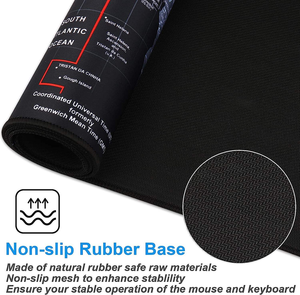 Tapis de bureau <span class=keywords><strong>XXL</strong></span> <span class=keywords><strong>Carte</strong></span> <span class=keywords><strong>du</strong></span> <span class=keywords><strong>monde</strong></span> avec bords cousus Base en caoutchouc, grand tapis de souris Sublimation Logo personnalisé pour bureau, jeux et décoration de voyage - Product Image 3