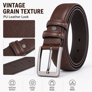 <span class=keywords><strong>Ceinture</strong></span> en <span class=keywords><strong>cuir</strong></span> de vachette pour hommes de Style classique en <span class=keywords><strong>cuir</strong></span> fendu de haute qualité marron avec boucle ardillon en alliage pour les affaires ou les jeans - Product Image 2