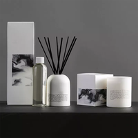 Boîte Cadeau Personnalisée Bougie Parfumée et Diffuseur de Parfum d'Intérieur de Luxe Marque Privée Ensemble Diffuseur de Parfum à Roseau Blanc