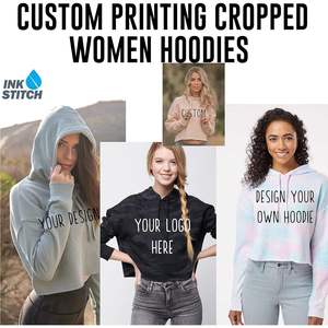 เสื้อสเวตเตอร์มีฮู้ดสำหรับผู้หญิงเสื้อครอปพิมพ์ลายหลากสีน้ำหนักเบา Afx64crp ออกแบบได้ตามต้องการ - Product Image 6