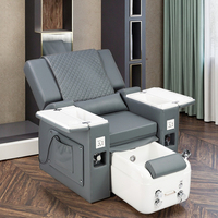 Fauteuil de pédicure multifonctionnel en cuir carré pour salon de beauté, avec vibration, inclinable électriquement, bain à remous sans tuyauterie