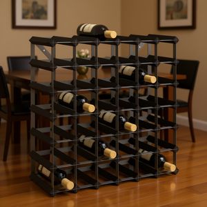 Porte-vin en bois de pin massif noir D0100HXN93P, capacité de 42 bouteilles, présentoir, meubles de maison - Product Image 2