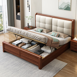 Trung Quốc Phong Cách 1.5 Mềm Giường Đôi 1.8M Thạc Sĩ Phòng Ngủ Đám Cưới Giường Với Lưu Trữ Cao Hộp Giường Ngăn Kéo Thiết Kế Hiện Đại Sử Dụng Nhà - Product Image 6