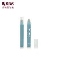 Flacon roll-on vide rafraîchissant de 10 ml, couleur personnalisée, pour sérum contour des yeux, avec long support et bouchon long