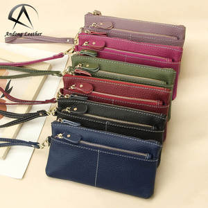 Andong <b>Leather</b> Clutch <b>Bag</b> for Women Long Zipper Wallet Genuine Cow <b>Leather</b> Purse Card Holder <b>Phone</b> <b>Bag</b> Simple Fashion 1066 - Product Image 1