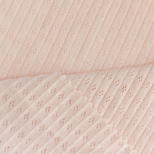 Nhà Máy Tùy Chỉnh Bán Buôn Phụ Nữ Ăn Mặc Quần Áo Trẻ Em 140gsm 100% Combed Cotton Dệt Kim Jacquard Pointelle Sườn Vải - Product Image 2