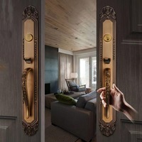 Ensemble de poignées de porte à levier double en alliage de zinc massif moderne, couleur bronze, pour l'entrée, la chambre et la maison
