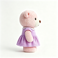 Ours en peluche doux et câlin avec robe à col en dentelle et manches courtes, jouet en peluche animal