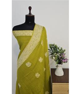 Sari Tradicional de Diseño Puro Monga Kadhwan Hecho a Mano con Auténtica Tejura Banarasi, Protección Solar, Secado Rápido, Elegante - Product Image 1