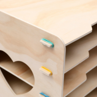 Organizador de Oficina Moderno de Lujo de Cuatro Niveles con Estantes Desmontables de Madera, Gran Capacidad de Almacenamiento de Archivos y Bandeja para Cartas, para Escritorio o Sala de Estar