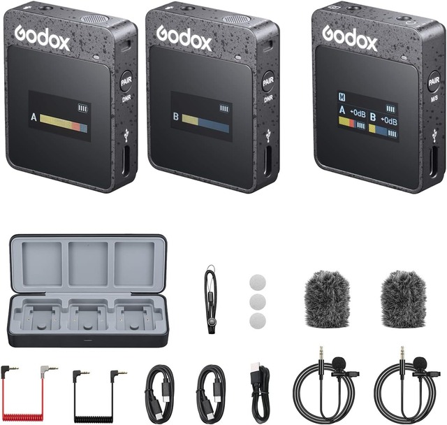 G/odox MoveLink II M2 Wireless Lavalier Microphone System, 2.4G Wireless Noise Cancelling Microphone