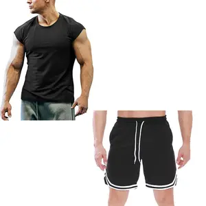 Summer New Men's T-shirt Set Sports Fitness Basketball Men's Shorts Capris T-shirt Set Men's