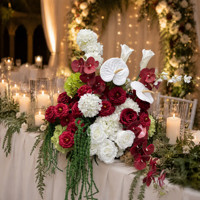 Centro de Mesa de Bolas de Flores de Seda Rojo Borgoña Personalizado de 50 cm, Decoración Realista para Mesa de Boda, Venta al por Mayor de Fábrica OEM