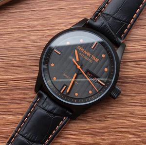 Reloj Mecánico Automático Personalizado de Acero Inoxidable para Hombre, Estilo Correa, Negro Naranja, Súper Genial, Reloj Mediano - Product Image 1