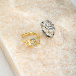 Heart Shape Alloy <b>Ring</b> With Pave Setting Stones <b>Silver</b> Gold Color Unisex Fashion Jewelry Gift For Women <b>Men</b> - Product Image 4
