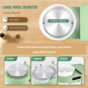 XinyiArt 350W 12 pouces Tourne-<span class=keywords><strong>poterie</strong></span> <span class=keywords><strong>électrique</strong></span> avec pédale, écran LCD et <span class=keywords><strong>plateau</strong></span> extensible amovible - Product Image 4