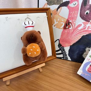Comida hamburguesa galleta <span class=keywords><strong>Chef</strong></span> Capybara <span class=keywords><strong>Mini</strong></span> muñeca peluche Animal juguete llavero Plushie Capybaras garra máquina juguetes de peluche - Product Image 5