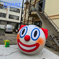Ballon gonflable tête de clown ronde et mignonne avec nez rouge, modèle gonflable de bouffon souriant de dessin animé pour Halloween, décoration de centre commercial pour enfants et carnaval