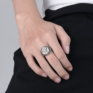 Nordic <b>Celtic</b> Knot Cross Titanium Steel Men's <b>Ring</b> Steel Black Gift Jewelry - Product Image 2