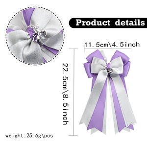 Lazo para el pelo personalizado <span class=keywords><strong>con</strong></span> logo, hecho a mano, de tela deportiva, para niñas, para competición ecuestre transfronteriza. - Product Image 3