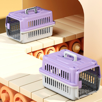 Cage de transport respirante classique en fer et plastique pour chat et petit chien, capsule spatiale portable avec plateau en plastique